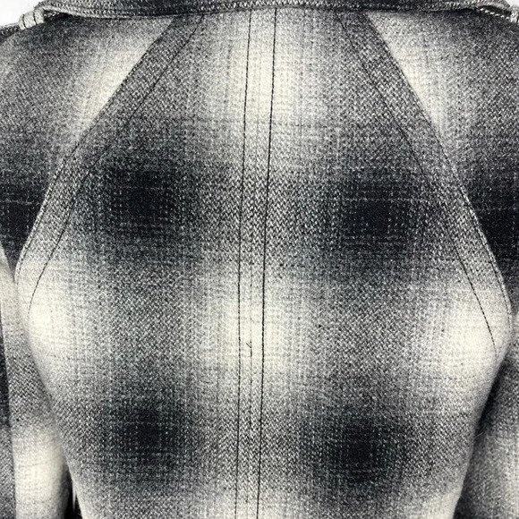 Eddie Bauer Pea Coat Wool Blend Plaid Coat Removable Faux Fur Collar  Size XS - Picture 7 of 10